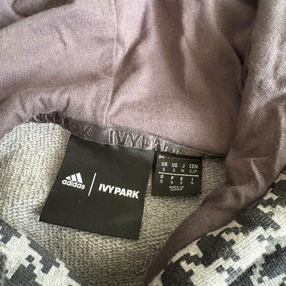 Adidas Ivy Park Hoodie Men's Size S Sweatshirt Gray Houndstooth Style HN1567 - Picture 5 of 6